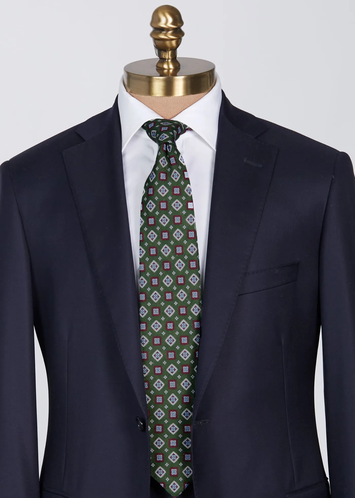 Paul Stuart Ties^Printed Linen Medallion Tie Green