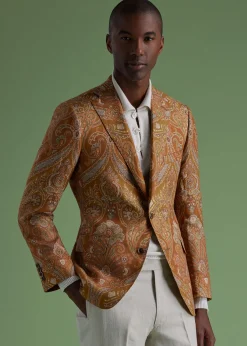 Paul Stuart Blazers & Jackets^Printed Paisley Linen Jacket Gold
