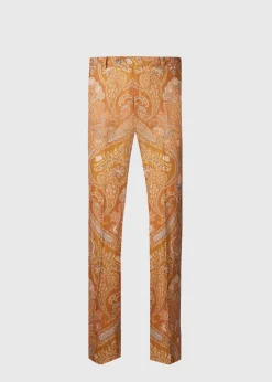 Paul Stuart Dress Pants^Printed Paisley Linen Trouser Gold