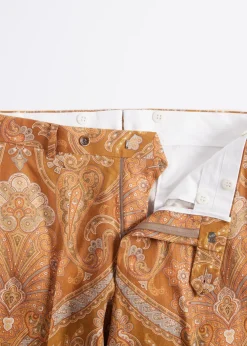 Paul Stuart Dress Pants^Printed Paisley Linen Trouser Gold