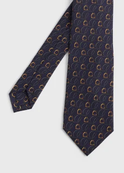 Paul Stuart Ties^Printed Silk Belts And Bits Tie Navy