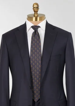 Paul Stuart Ties^Printed Silk Belts And Bits Tie Navy