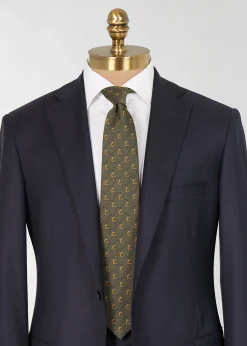 Paul Stuart Ties^Printed Silk Belts And Bits Tie Olive
