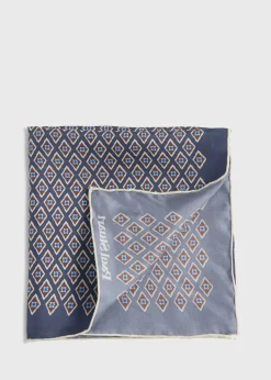 Paul Stuart Pocket Squares^Printed Silk Diamond Motif Pocket Square Black