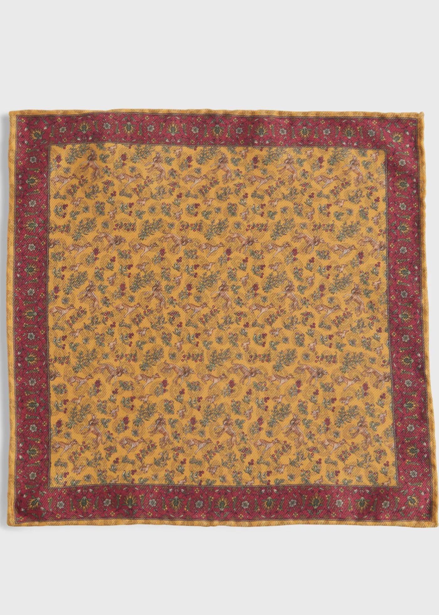 Paul Stuart Pocket Squares^Printed Silk Dog Motif Pocket Square Gold