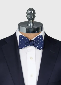 Paul Stuart Ties|Formal Shop^Printed Silk Dot Bow Tie Navy