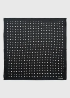 Paul Stuart Ties|Pocket Squares^Printed Silk Dot Pocket Square Black/Cream