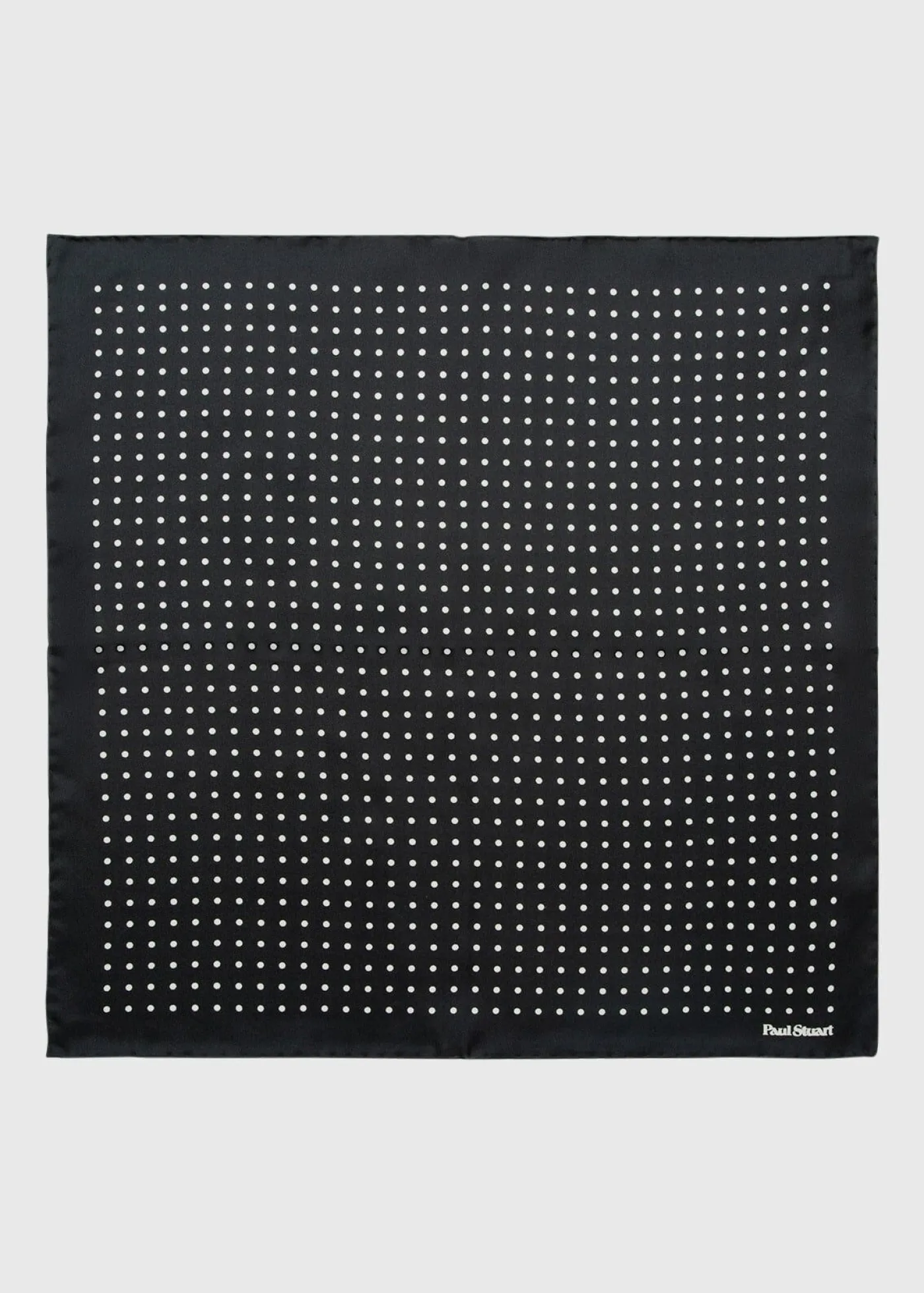 Paul Stuart Ties|Pocket Squares^Printed Silk Dot Pocket Square Black/Cream