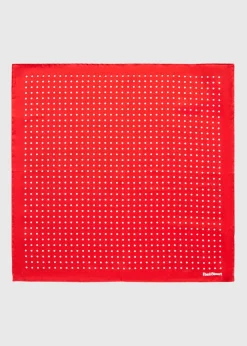 Paul Stuart Pocket Squares^Printed Silk Dot Pocket Square Red