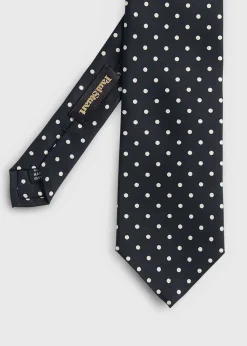 Paul Stuart Ties^Printed Silk Dot Tie Black