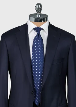 Paul Stuart Ties^Printed Silk Dot Tie Navy