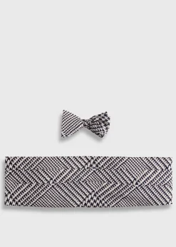 Paul Stuart Ties|Formal Shop^Printed Silk Formal Set Black/Cream