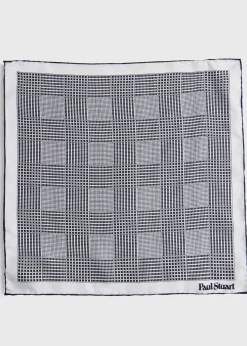 Paul Stuart Pocket Squares^Printed Silk Glen Plaid Pocket Square Black