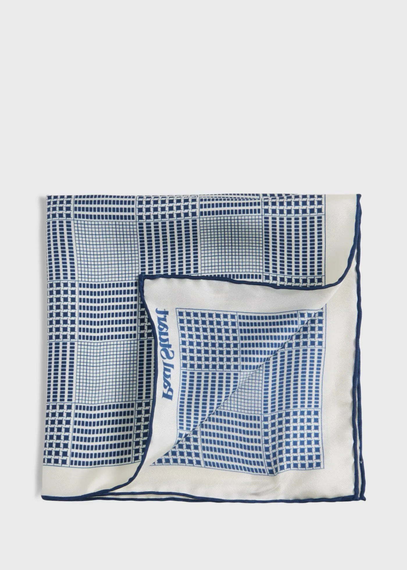 Paul Stuart Pocket Squares^Printed Silk Glen Plaid Pocket Square Navy