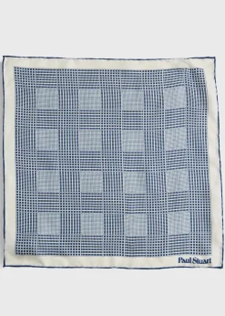 Paul Stuart Pocket Squares^Printed Silk Glen Plaid Pocket Square Navy