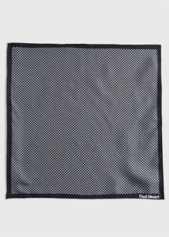 Paul Stuart Pocket Squares|Formal Shop^Printed Silk Houndstooth Pocket Square Black