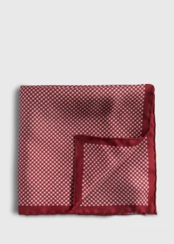Paul Stuart Pocket Squares^Printed Silk Houndstooth Pocket Square Burgundy
