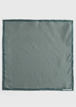 Paul Stuart Pocket Squares^Printed Silk Houndstooth Pocket Square Green