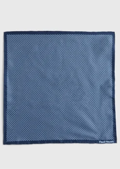 Paul Stuart Pocket Squares^Printed Silk Houndstooth Pocket Square Navy