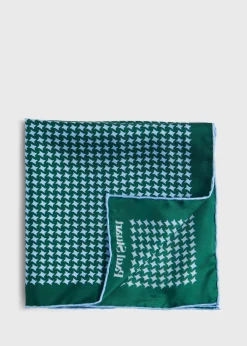 Paul Stuart Pocket Squares^Printed Silk Houndstooth Pocket Square Green