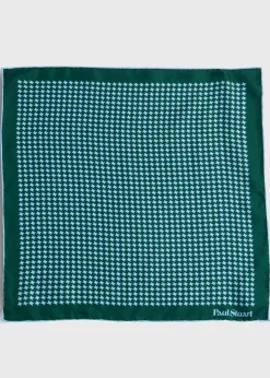 Paul Stuart Pocket Squares^Printed Silk Houndstooth Pocket Square Green