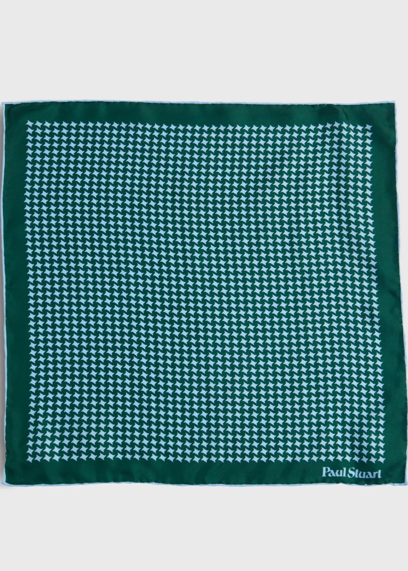 Paul Stuart Pocket Squares^Printed Silk Houndstooth Pocket Square Green