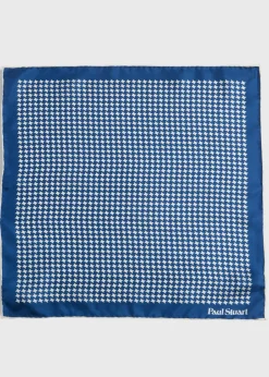 Paul Stuart Pocket Squares^Printed Silk Houndstooth Pocket Square Navy