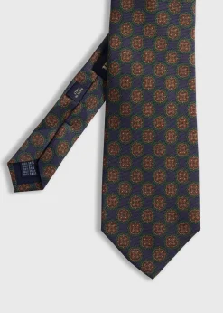 Paul Stuart Ties^Printed Silk Madder Medallion Tie Olive