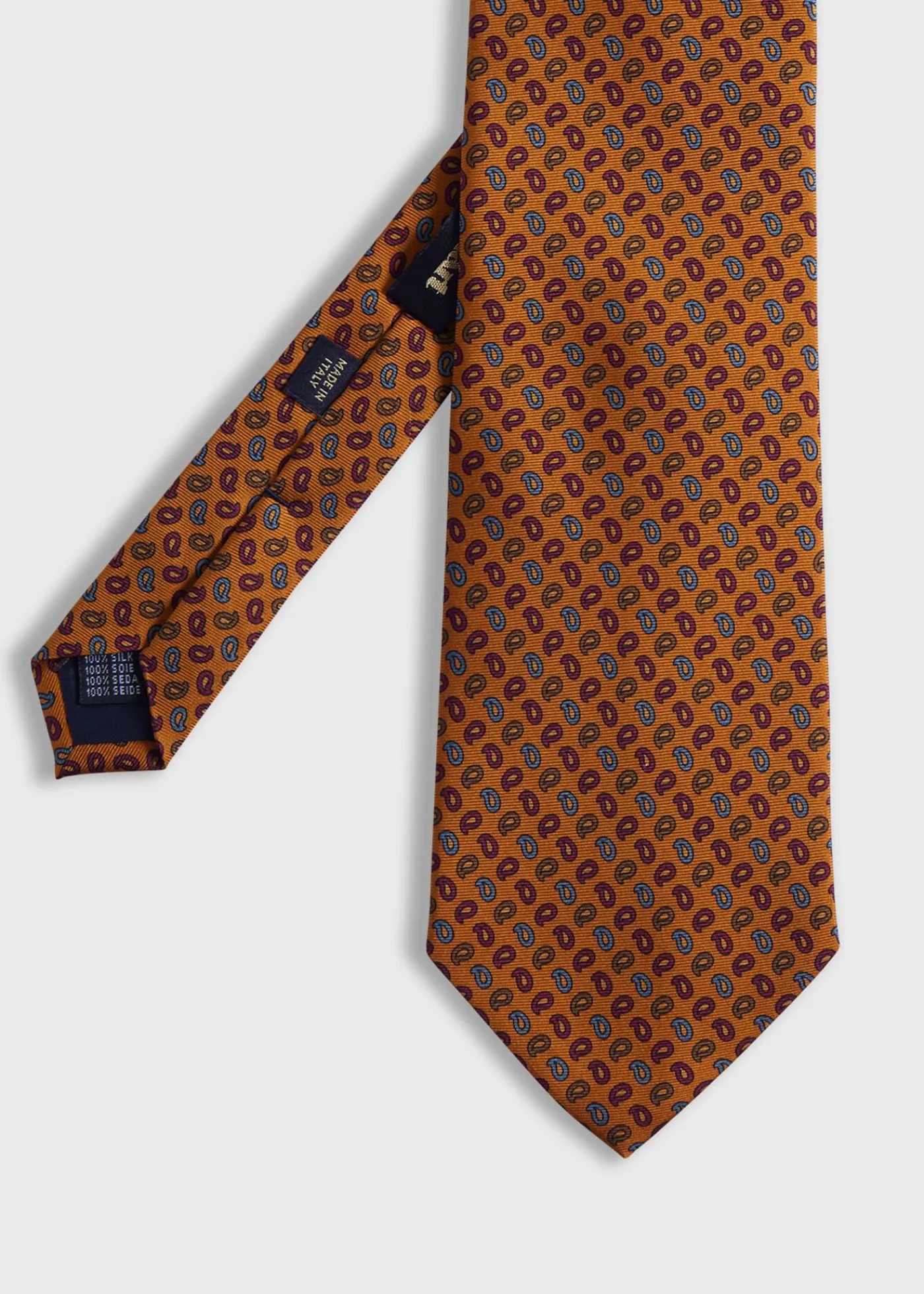 Paul Stuart Ties^Printed Silk Madder Tossed Pine Tie Gold