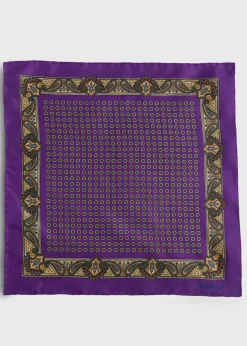 Paul Stuart Pocket Squares^Printed Silk Medallion And Paisley Pocket Square Purple
