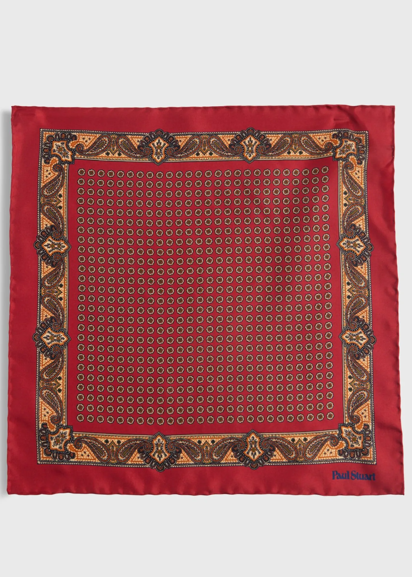 Paul Stuart Pocket Squares^Printed Silk Medallion And Paisley Pocket Square Red