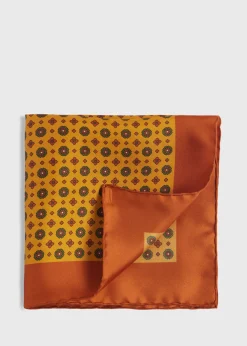 Paul Stuart Pocket Squares^Printed Silk Medallion Pocket Square Gold
