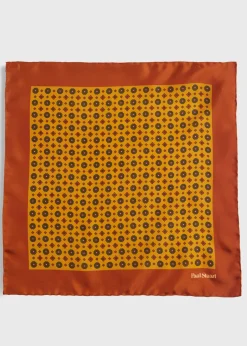 Paul Stuart Pocket Squares^Printed Silk Medallion Pocket Square Gold