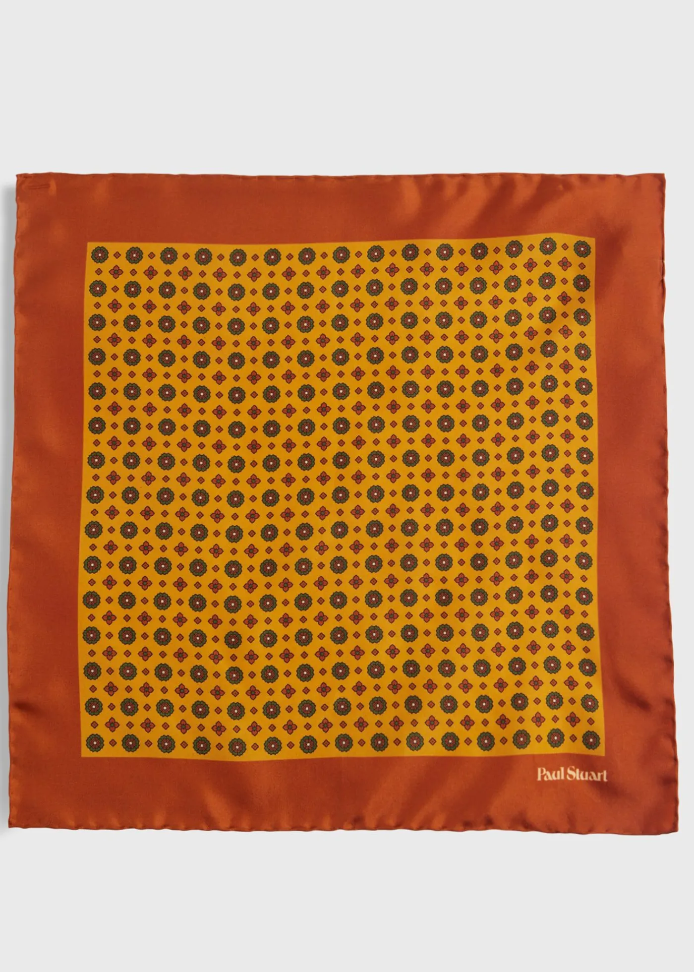 Paul Stuart Pocket Squares^Printed Silk Medallion Pocket Square Gold