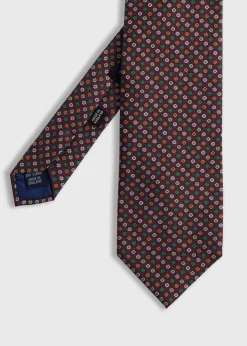 Paul Stuart Ties^Printed Silk Micro Medallion Tie Burgundy