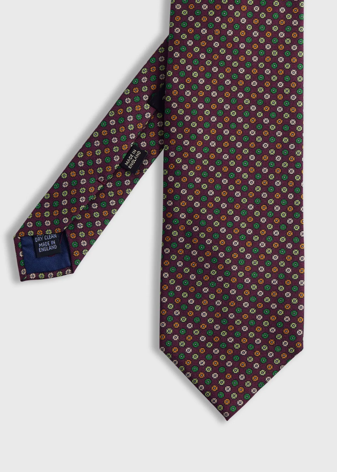 Paul Stuart Ties^Printed Silk Micro Medallion Tie Burgundy