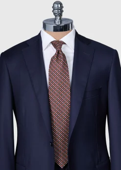 Paul Stuart Ties^Printed Silk Micro Medallion Tie Burgundy