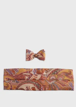 Paul Stuart Ties|Formal Shop^Printed Silk Paisley Formal Set Gold