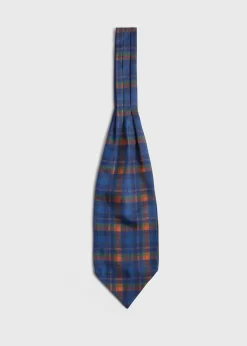 Paul Stuart Ties|Ascots^Printed Silk Plaid Ascot Royal Blue