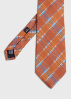 Paul Stuart Ties^Printed Silk Plaid Tie Rust