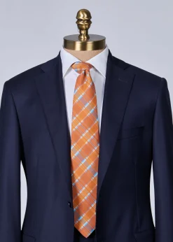 Paul Stuart Ties^Printed Silk Plaid Tie Rust