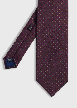 Paul Stuart Ties^Printed Silk Small Pine Tie Burgundy