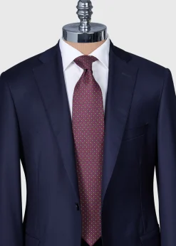 Paul Stuart Ties^Printed Silk Small Pine Tie Burgundy