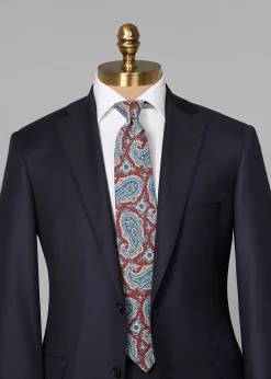 Paul Stuart Ties^Printed Silk Summer Tossed Pine Tie Red