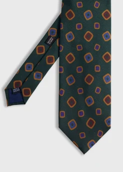 Paul Stuart Ties^Printed Silk Tossed Square Tie Green
