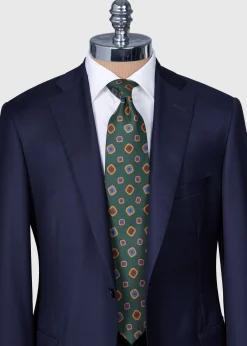 Paul Stuart Ties^Printed Silk Tossed Square Tie Green