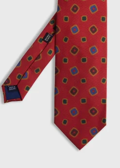 Paul Stuart Ties^Printed Silk Tossed Square Tie Orange