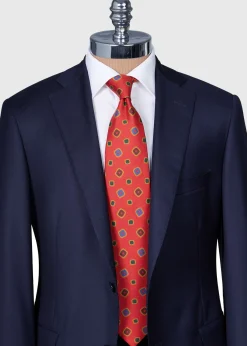 Paul Stuart Ties^Printed Silk Tossed Square Tie Orange