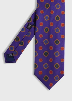 Paul Stuart Ties^Printed Silk Tossed Square Tie Purple