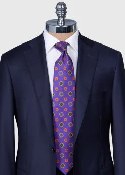 Paul Stuart Ties^Printed Silk Tossed Square Tie Purple